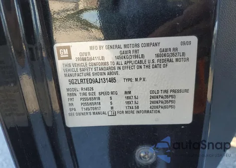 2010 Saturn Outlook Xe from USA, damaged, VIN 5GZLRTED9AJ131485